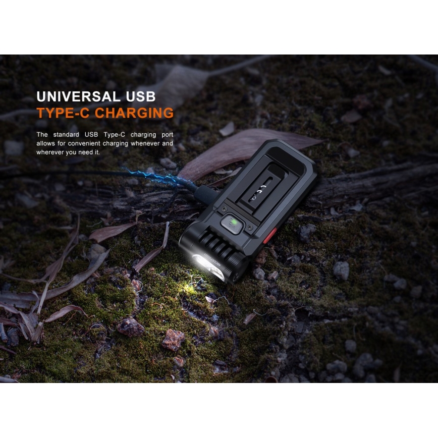 Fenix SW05RREDBLC - LED Ljusreglerad uppladdningsbar ficklampa LED/USB IPX6 150 lm 49 h 700 mAh svart