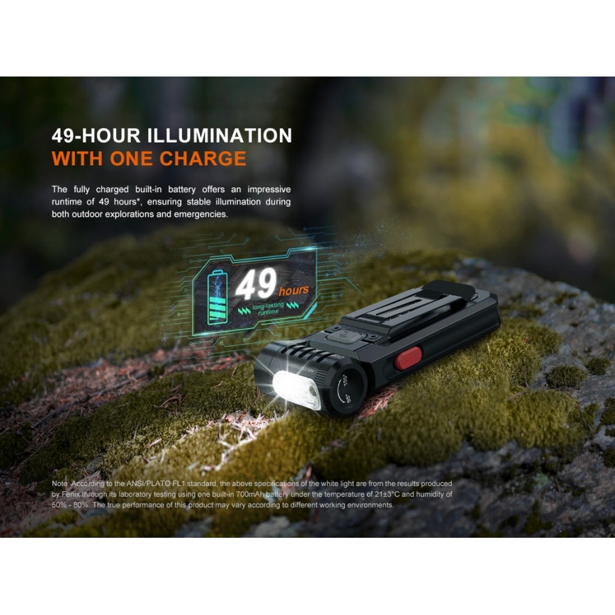 Fenix SW05RREDBLC - LED Ljusreglerad uppladdningsbar ficklampa LED/USB IPX6 150 lm 49 h 700 mAh svart