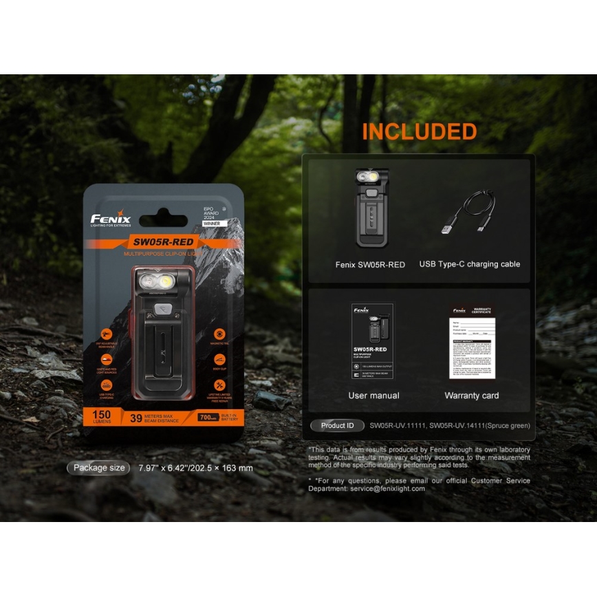 Fenix SW05RREDBLC - LED Ljusreglerad uppladdningsbar ficklampa LED/USB IPX6 150 lm 49 h 700 mAh svart