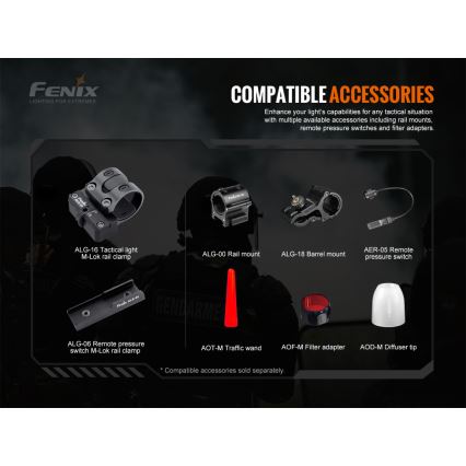 Fenix TK20RV20 - LED Taktisk uppladdningsbar ficklampa LED / USB IP68 3000 lm 48 timmar