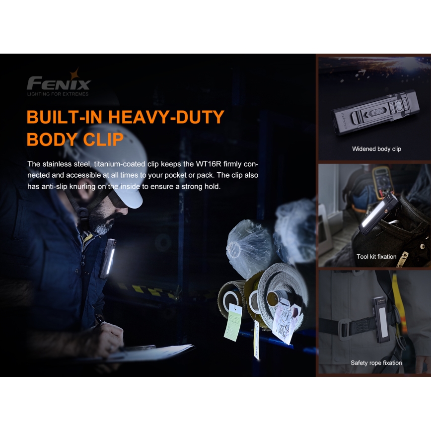 Fenix WT16R - LED laddningsbar Fick lampa  2xLED/USB IP66 300 lm 30 h