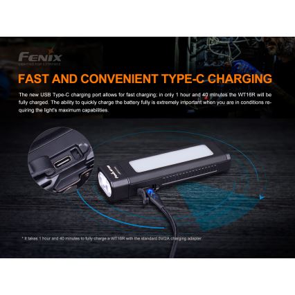 Fenix WT16R - LED laddningsbar Fick lampa  2xLED/USB IP66 300 lm 30 h