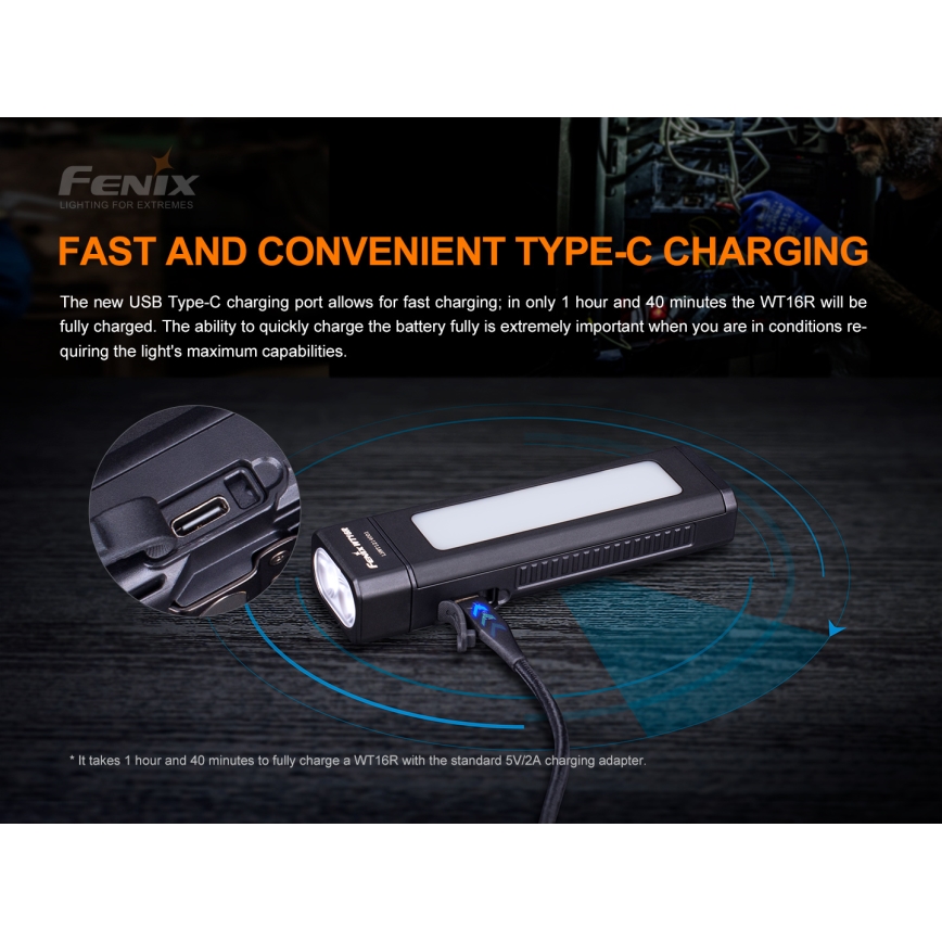 Fenix WT16R - LED laddningsbar Fick lampa  2xLED/USB IP66 300 lm 30 h