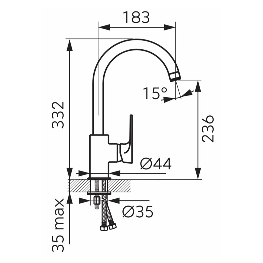 FERRO - Köksblandare ALGEO SQUARE blank krom