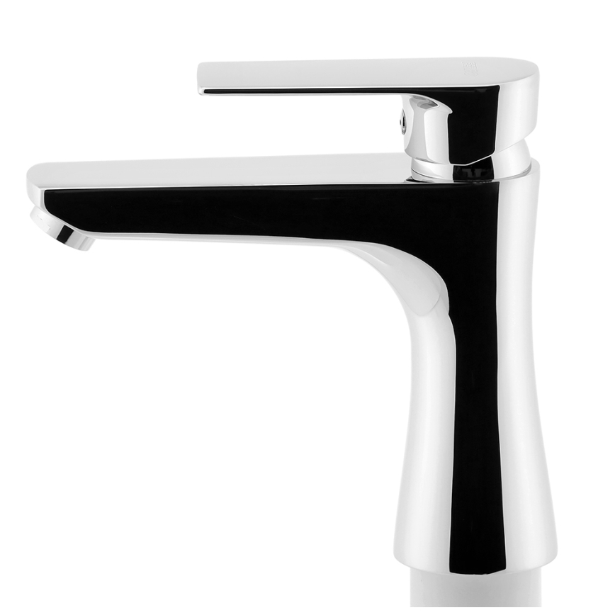 FERRO - Tvättställsblandare + pop-up-bottenventil ALGEO SQUARE blank krom