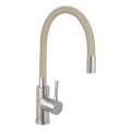 FERRO - Vaskkran med flexibel arm rostfri/beige