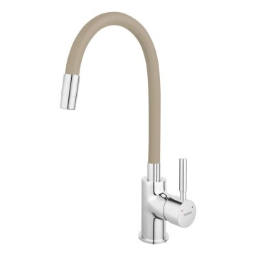 FERRO - Vaskkran med flexibel arm skinande krom/beige