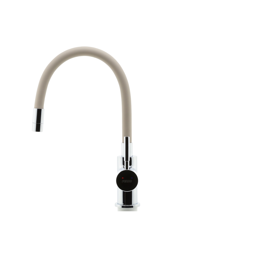 FERRO - Vaskkran med flexibel arm skinande krom/beige