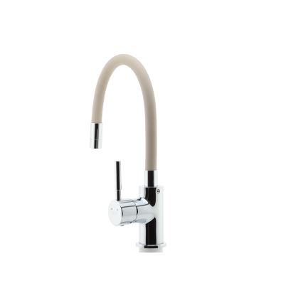 FERRO - Vaskkran med flexibel arm skinande krom/beige