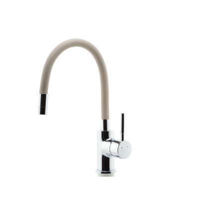 FERRO - Vaskkran med flexibel arm skinande krom/beige