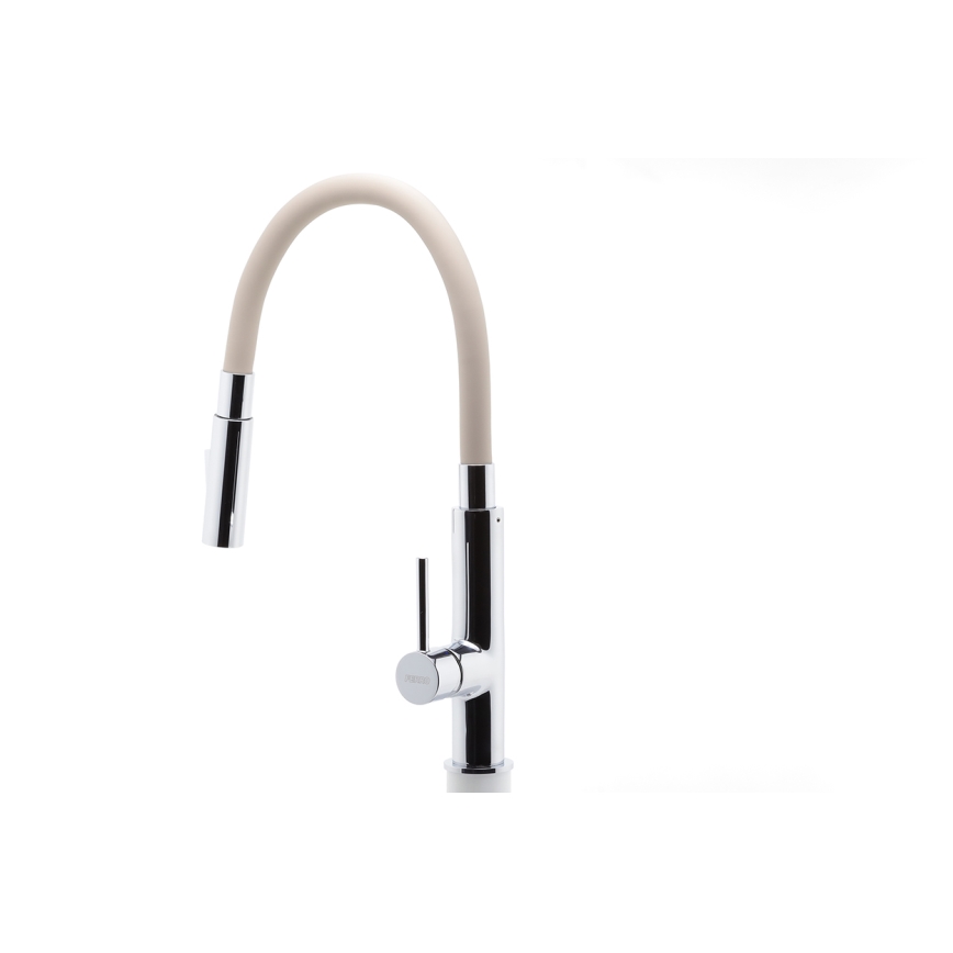 FERRO - Vaskkran med flexibel arm skinande krom/beige