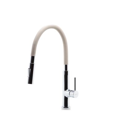 FERRO - Vaskkran med flexibel arm skinande krom/beige