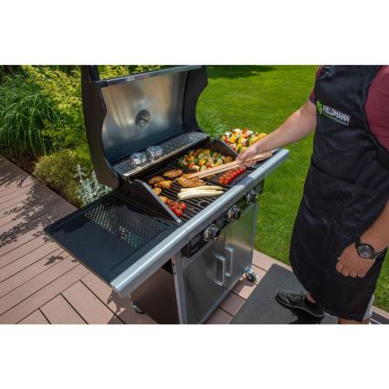 Fieldmann - Gasolgrill med 3 brännare i matt krom