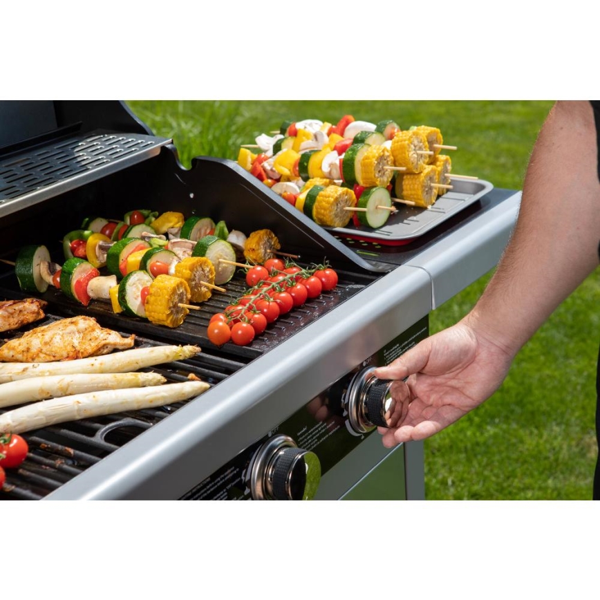 Fieldmann - Gasolgrill med 3 brännare i matt krom