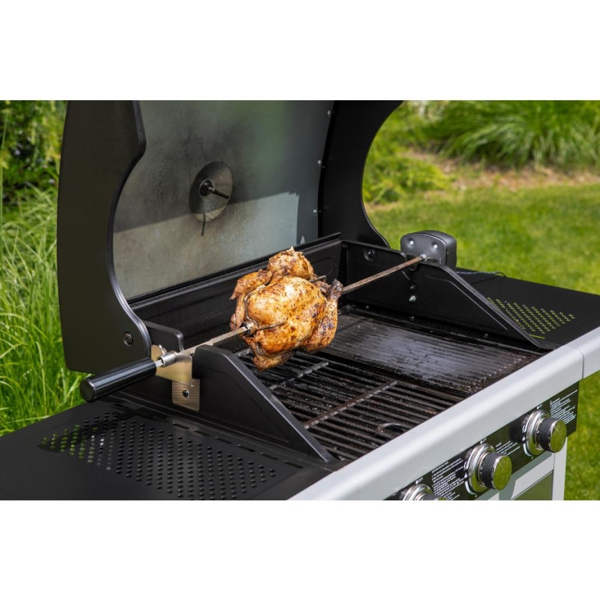 Fieldmann - Gasolgrill med 3 brännare i matt krom