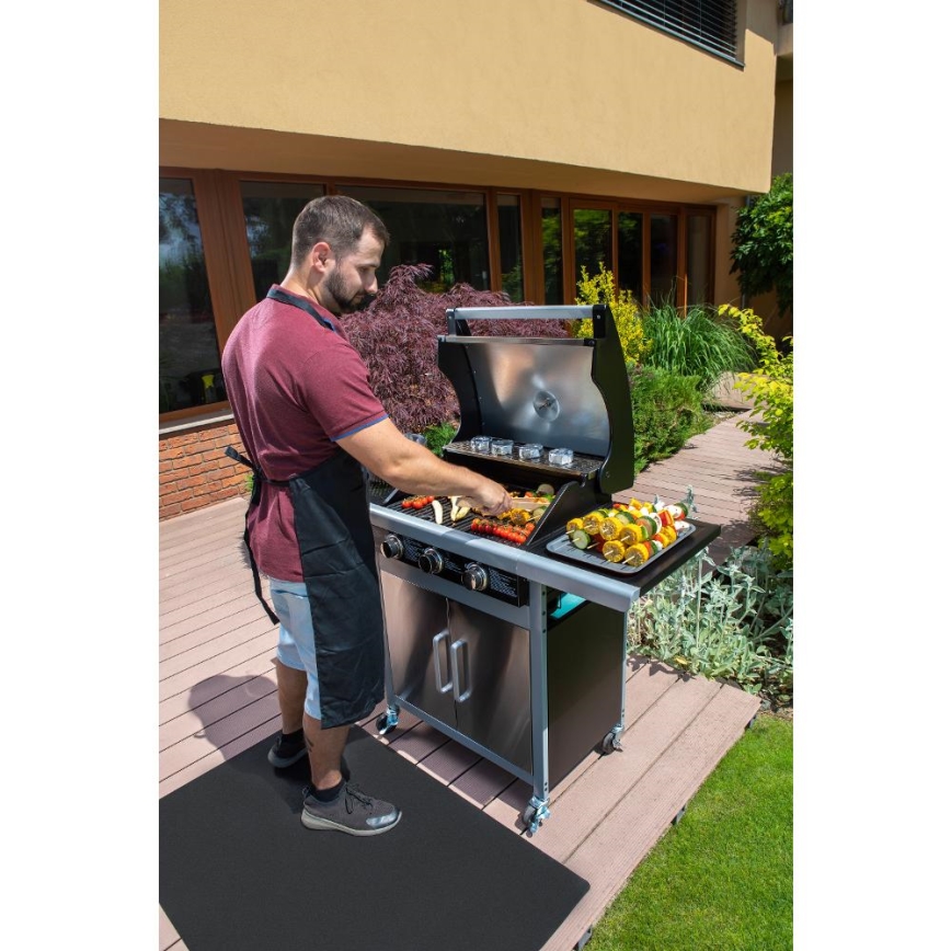Fieldmann - Gasolgrill med 3 brännare i matt krom