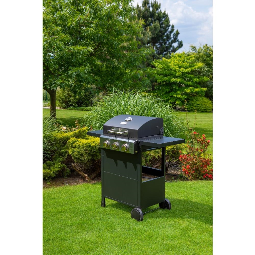 Fieldmann - Gasolgrill med 3 brännare svart