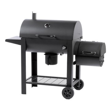 Fieldmann - Kolgrill med rökhus svart