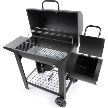 Fieldmann - Kolgrill med rökhus svart