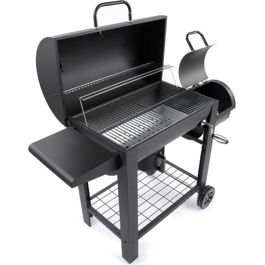 Fieldmann - Kolgrill med rökhus svart