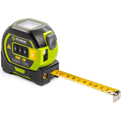Fieldmann - Laseravståndsmätare med LED-display och roulettemätare 2xAA