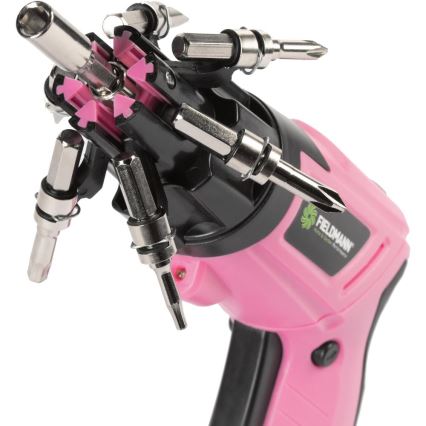 Fieldmann - Uppladdningsbar skruvmejsel 3,6 V 1300 mAh rosa