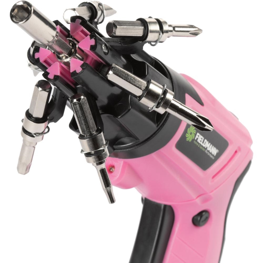 Fieldmann - Uppladdningsbar skruvmejsel 3,6 V 1300 mAh rosa