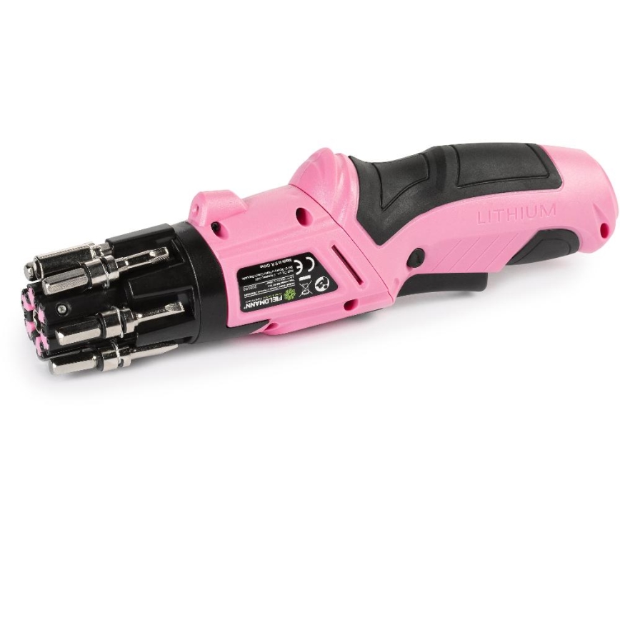 Fieldmann - Uppladdningsbar skruvmejsel 3,6 V 1300 mAh rosa