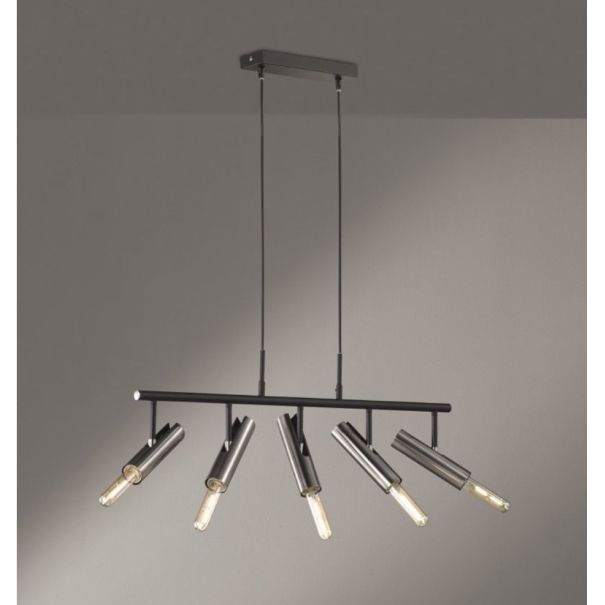 Fischer & Honsel 60369 - Ljuskrona med upphängningsrem DEAN 5xE27/25W/230V