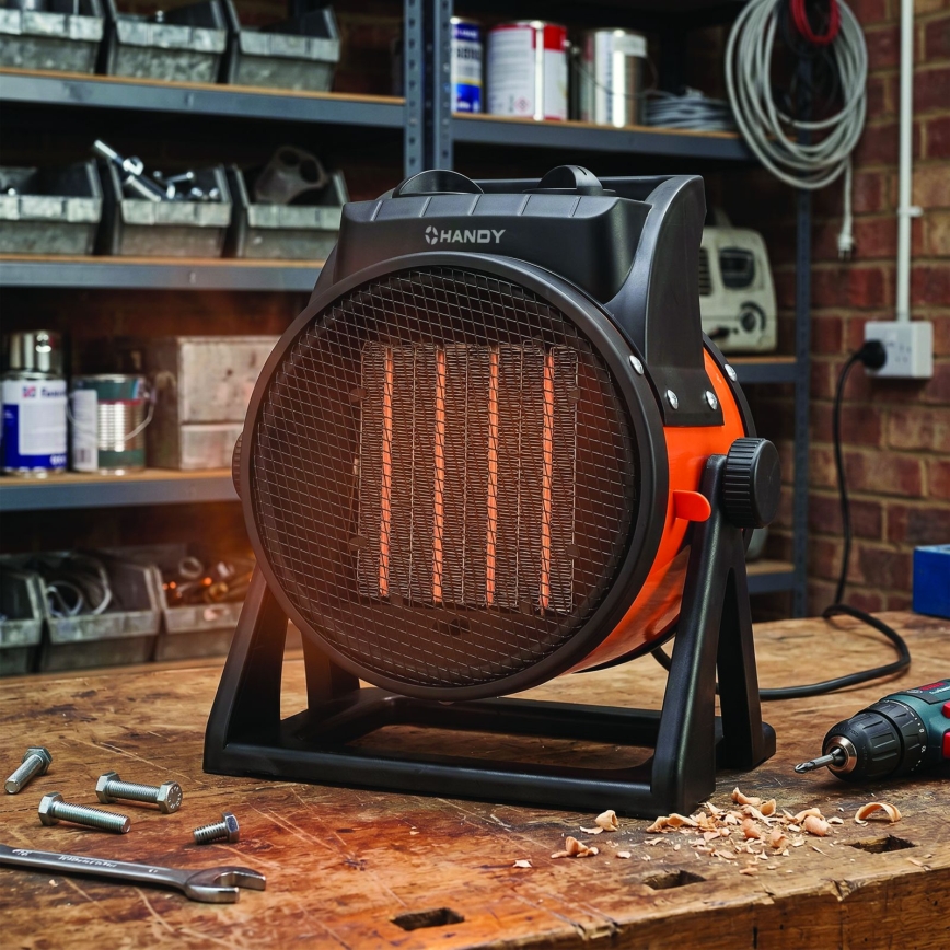 Fläktvärmare med keramiskt värmeelement 1000/2000W/230V orange/svart