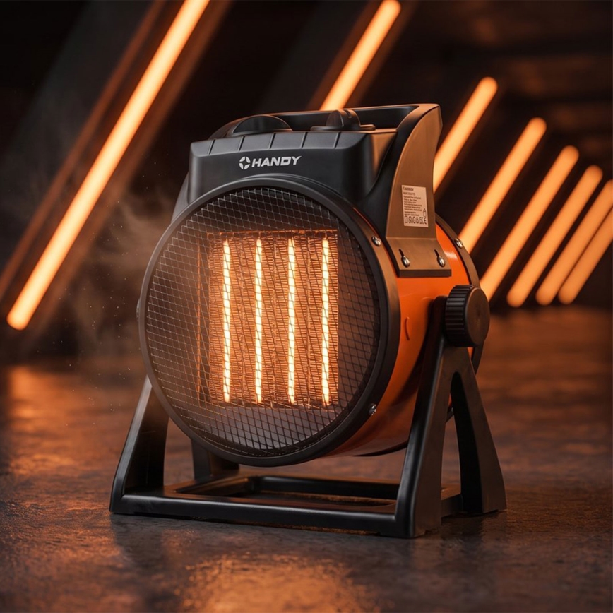 Fläktvärmare med keramiskt värmeelement 1000/2000W/230V orange/svart