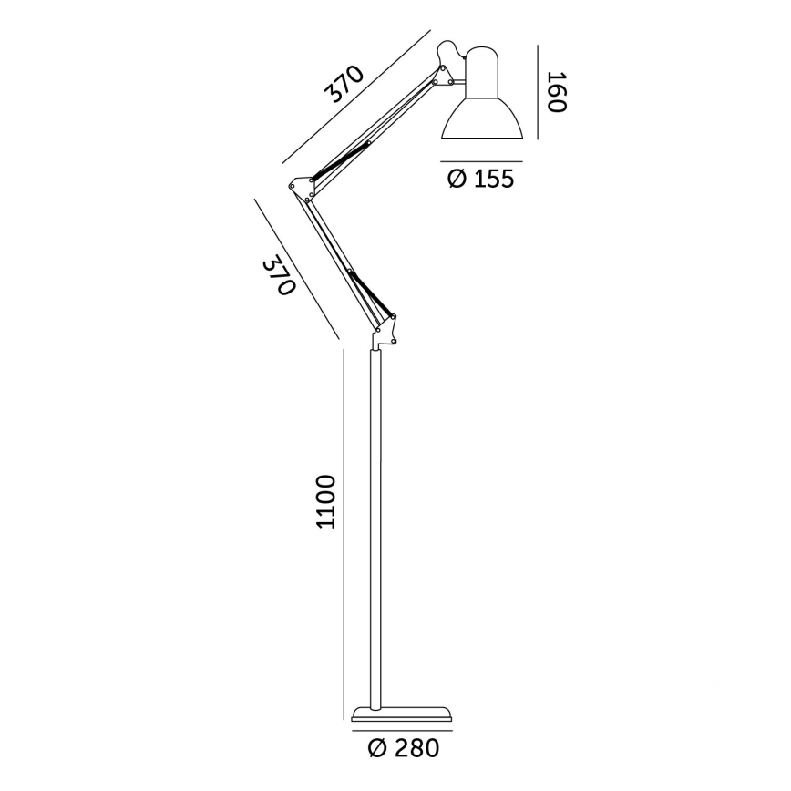 Flexibel golvlampa AURIQ 1xE27/60W/230V 184 cm svart