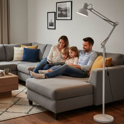 Flexibel golvlampa AURIQ 1xE27/60W/230V 184 cm vit
