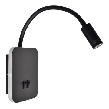 Flexibel LED-vägglampa BASE LED/8W+LED/2W/230V svart/silver