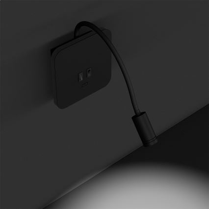 Flexibel LED-vägglampa BASE LED/8W+LED/2W/230V svart/silver