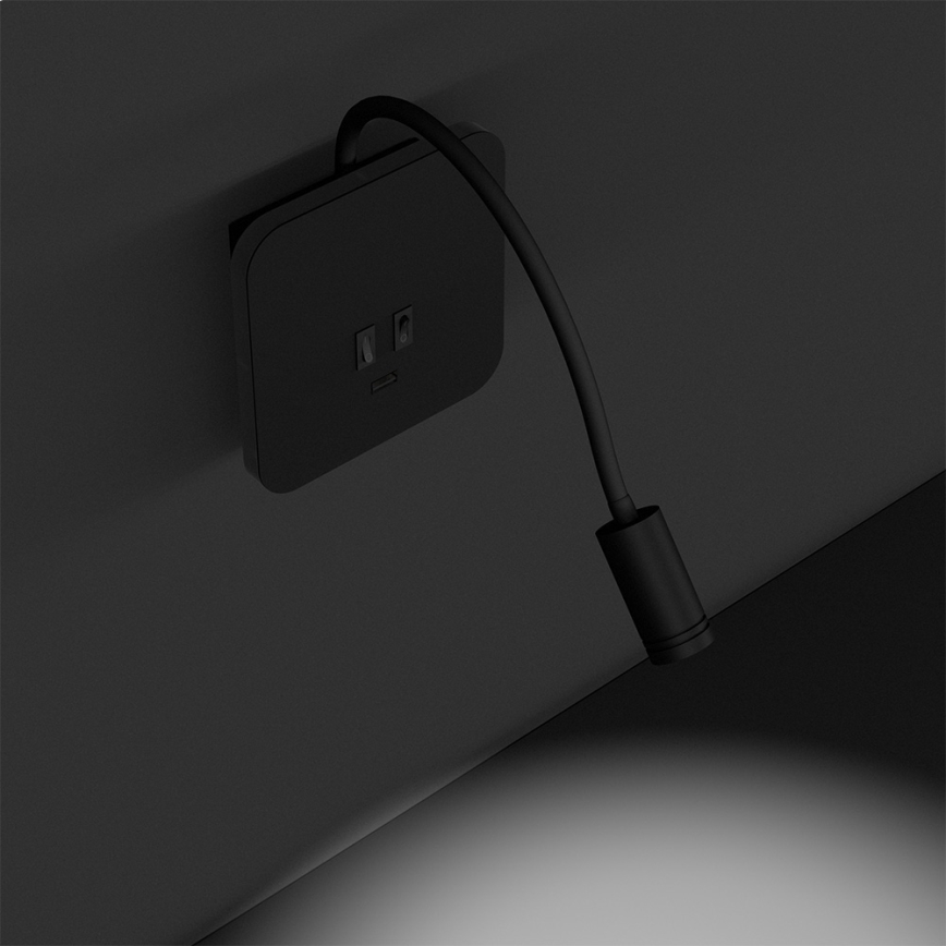 Flexibel LED-vägglampa BASE LED/8W+LED/2W/230V svart/silver