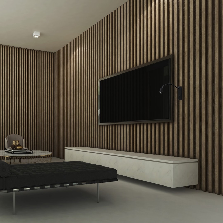 Flexibel LED-vägglampa med USB BASE LED/8W+LED/2W/230V svart