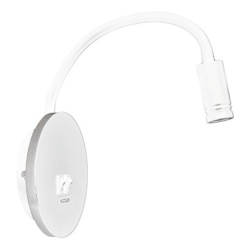 Flexibel LED-vägglampa med USB BASE LED/8W+LED/2W/230V vit/silver