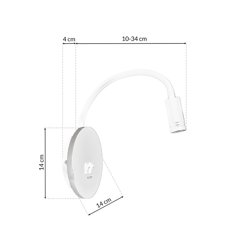 Flexibel LED-vägglampa med USB BASE LED/8W+LED/2W/230V vit/silver