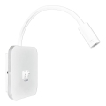 Flexibel LED‑vägglampa med USB, BASE – LED 8W + LED 2W, 230V, vit
