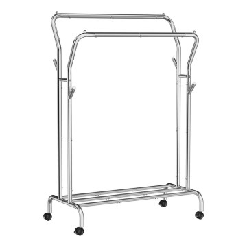 Flyttbar fristående klädhängare LINEA, silver