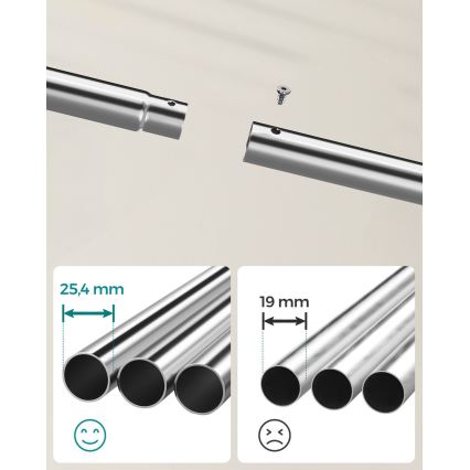 Flyttbar fristående klädhängare LINEA, silver