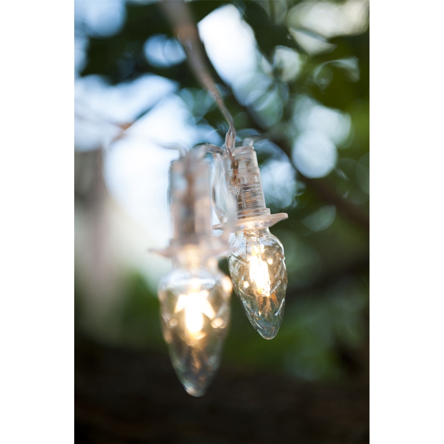 Förlängning LED utomhus Julkedja CONE FILAMENT 20xE10 14m genomskinlig/varm vit IP44, Made in the EU