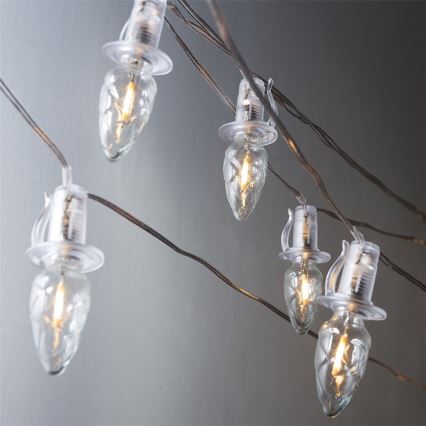Förlängningsbar LED-utomhusslinga för julbelysning CONE FILAMENT 20xE10 14m klar/varmvitt IP44, Tillverkad i Tjeckien