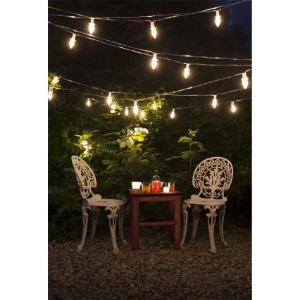 Förlängningsbar LED-utomhusslinga för julbelysning CONE FILAMENT 20xE10 14m klar/varmvitt IP44, Tillverkad i Tjeckien