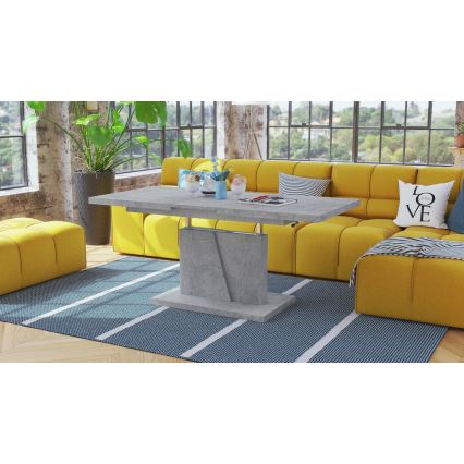 Förlängningsbart soff-/matbord med lyftbar bordsskiva NINO, betonggrå