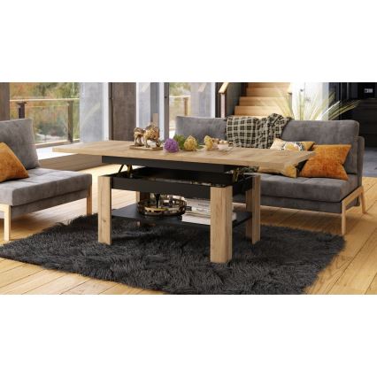 Förlängningsbart soffbord med lyftbar bordsskiva ROY 130/170x65 cm ek craft/svart