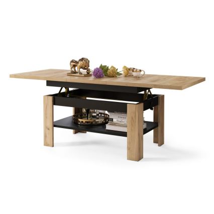 Förlängningsbart soffbord med lyftbar bordsskiva ROY 130/170x65 cm ek craft/svart