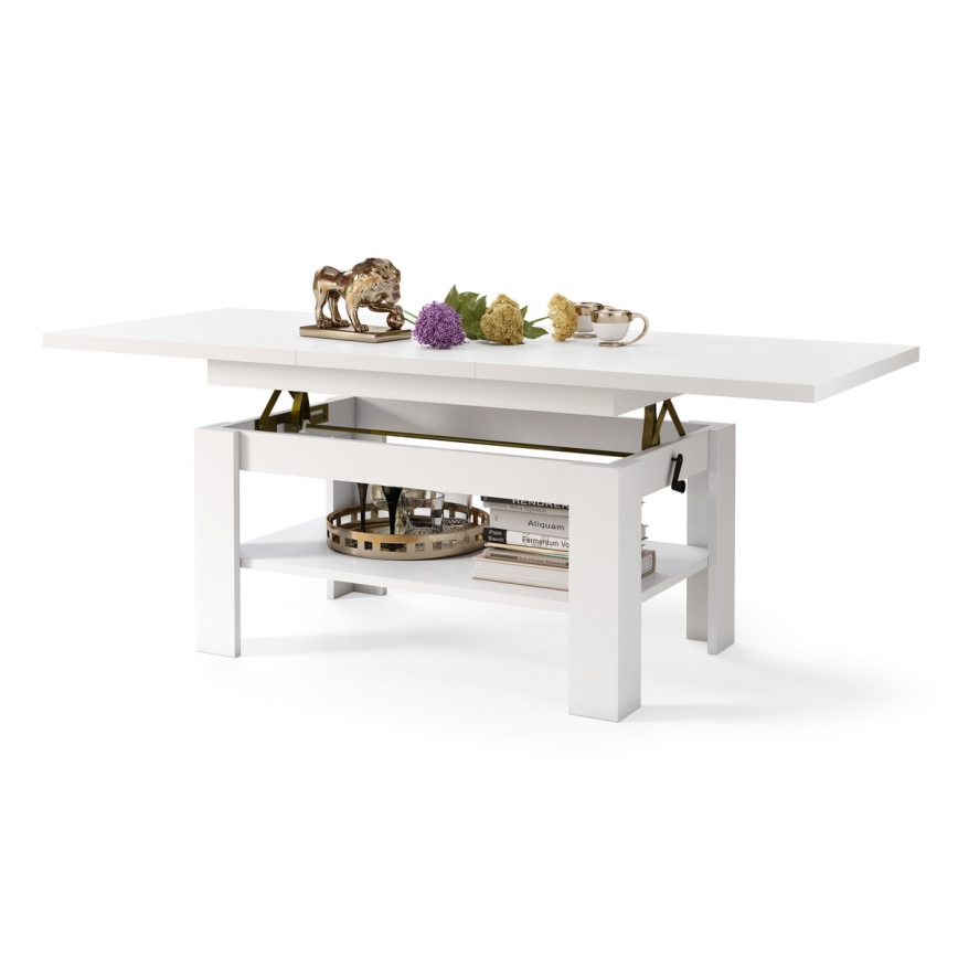 Förlängningsbart soffbord med lyftskiva ROY 130/170x65 cm vitt