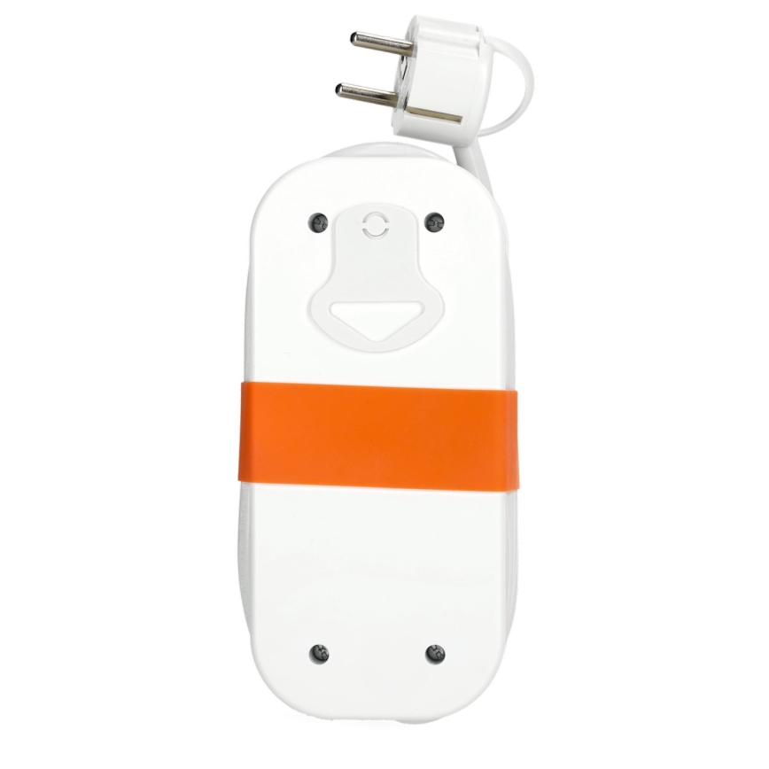 Förlängningskabel 2-vägs + 2xUSB 1,4 m vit